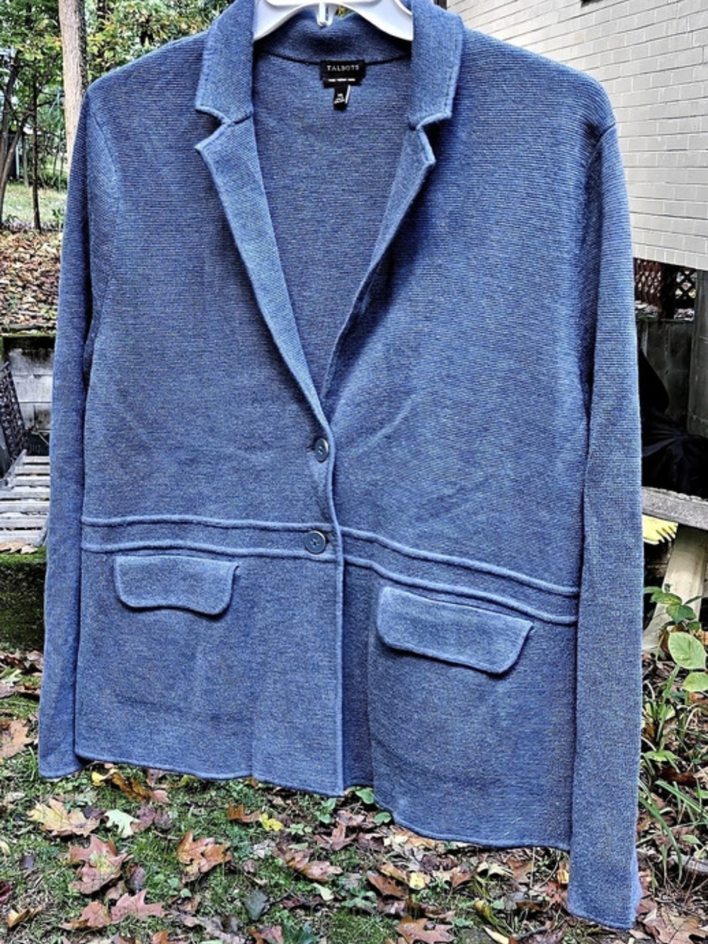 Talbots Merino Wool Sweater Blazer Blue XL